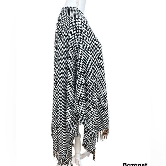 Lane Bryant Open Front Houndstooth Poncho One Size Black/white - Picture 3 of 5